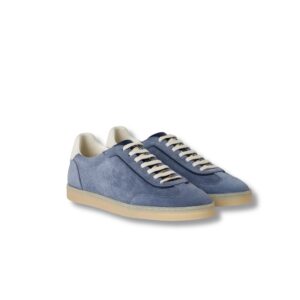 Brunello Cucinelli Washed Suede Azure Sneakers For Men - 252MZUSGGJ336