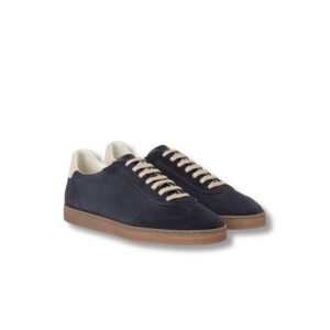Brunello Cucinelli Washed Suede Blue Sneakers For Men - 252MZUSGGJ336