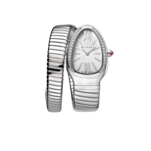 Bvlgari Serpenti Tubogas Watch Silver Toned White Dial 35mm For Women 101816
