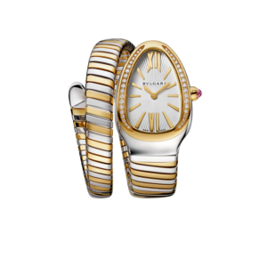 Bvlgari Serpenti Tubogas Watch Silver/Gold Toned White Dial 35mm For Women 103648