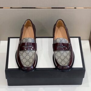 Gucci Men's GG Loafers Horsebit Brown And Beige For Men 699501