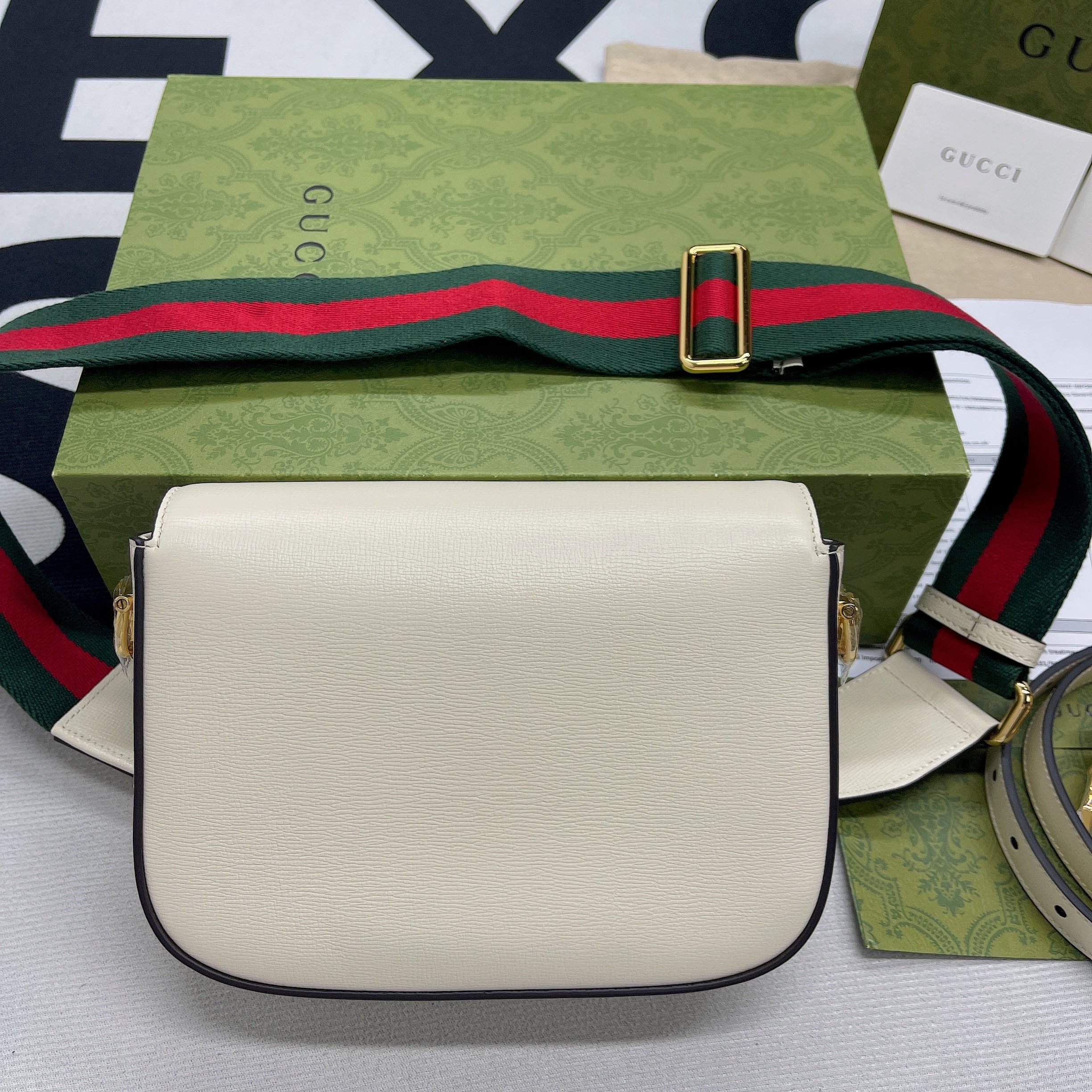 Gucci Horsebit 1955 Mini Bag White For Women, Women's Bags 8in/21cm GG 658574 18YSG 9068 - Image 15