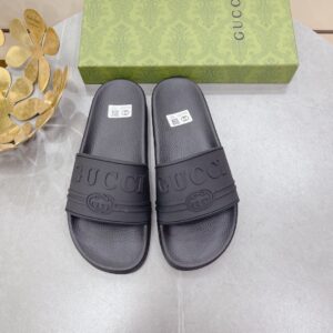 Gucci Men's Logo Rubber Slide Black For Men 522887 JCZ00 1031