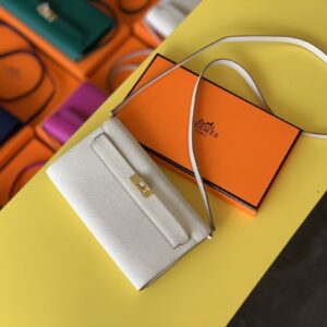 Hermes Kelly Wallet To Go Woc Epsom White For Women, Women's Wallet 8.3in/21cm