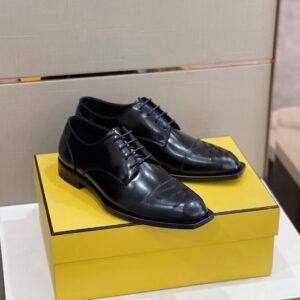Fendi FF Cap Toe Lace Ups Black For Men