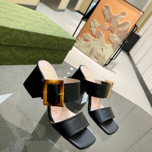 Gucci Women's Sandal With Bamboo Buckle Black For Women GG