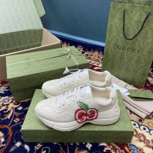 Gucci Men's Rhyton Sneaker With GG Apple White Ivory For Men 609343 DRW00 9522