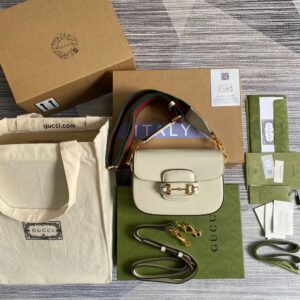Gucci Horsebit 1955 Mini Bag White For Women, Women's Bags 8in/21cm GG 658574 18YSG 9068