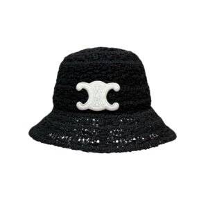 Celine Bucket Hat In Raffia Black For Women 57cm/22.4in