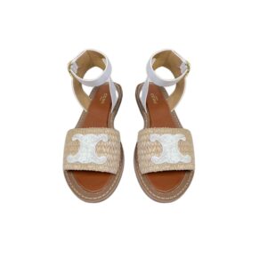 Celine Lympia Flat Strap Sandal In Raffia White For Women 352402248C.02GH