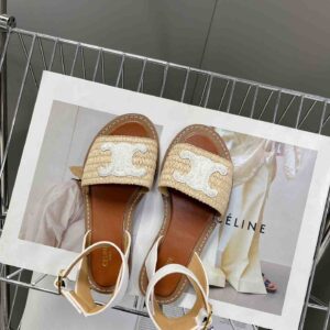 Alternative view of Celine Lympia Flat Strap Sandal In Raffia White For Women 352402248C.02GH