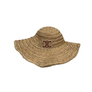 Celine Wide Brim Straw Hat Raffia Brown For Women 57cm/22.4in