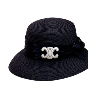Alternative view of Celine Straw Hat With Satin Ribbon Bow Black For Women 58cm/22.8in