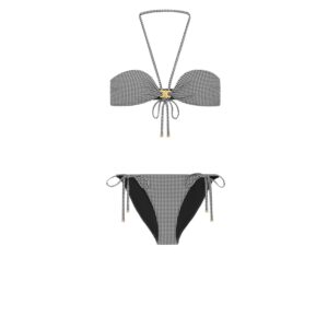 Celine Triomphe Balconette Bikini In Vichy Jersey Blanc/Noir For Women RZ00C0J41.01XN