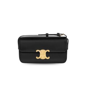 Celine Triomphe Shoulder Bag In Shiny Black For Women‎ 8in/20cm 194143BF4.38NO