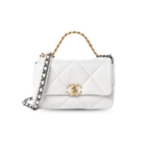 Chanel 19 Flap Bag Small Crossbody 10.2in/ 26cm White For Women AS1160