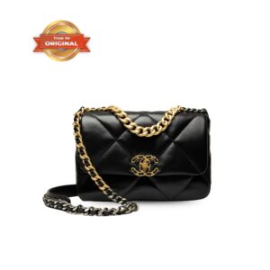 Chanel 19 Flap Bag Small Crossbody 10.2in/ 26cm Black For Women AS1160 B04852 94305