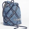 Chanel 22 Mini Crossbody Bag 7.8in/ 20cm Blue Silver Hardware For Women AS3980 B15833 NW287 - Image 5