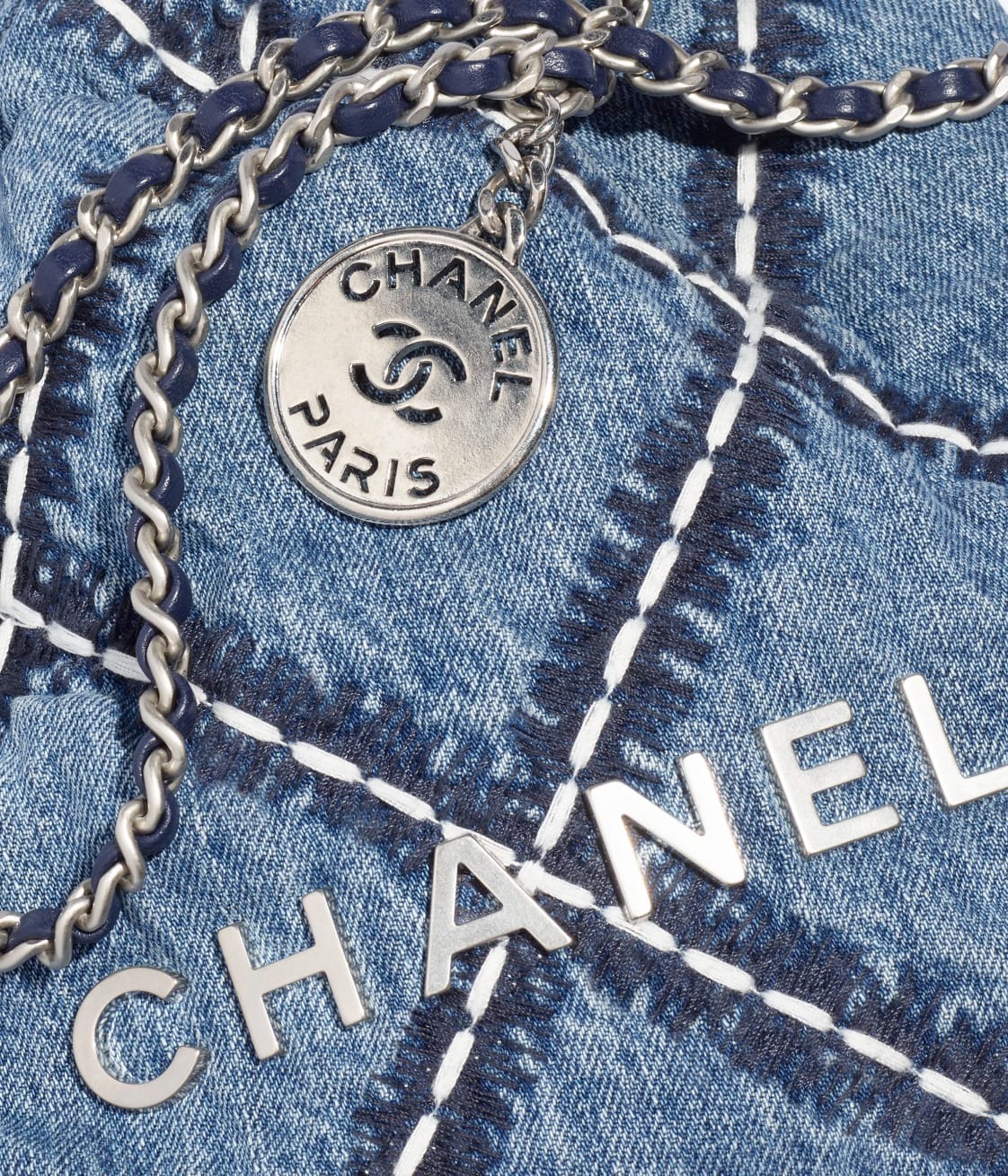 Chanel 22 Mini Crossbody Bag 7.8in/ 20cm Blue Silver Hardware For Women AS3980 B15833 NW287 - Image 6