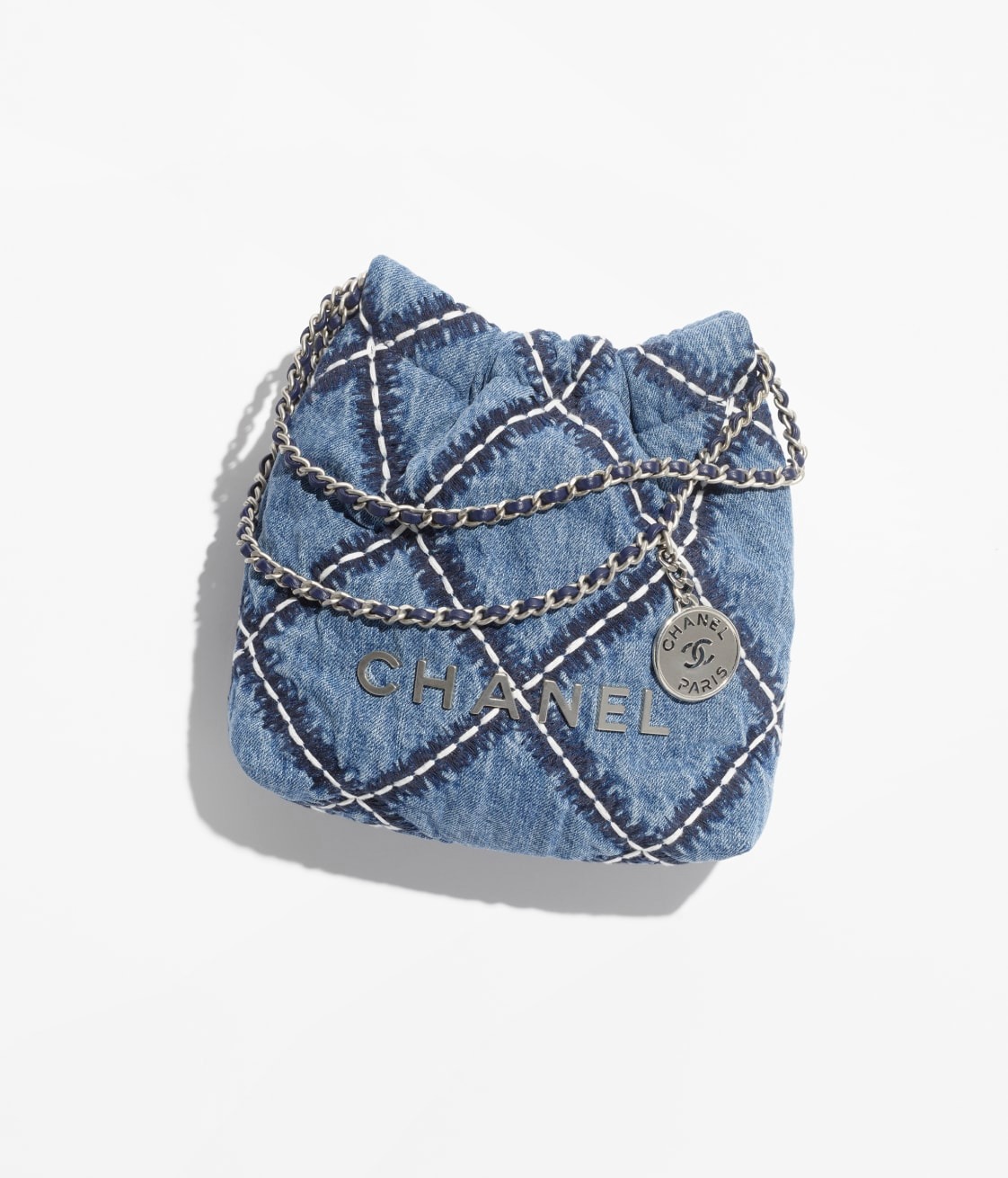 Chanel 22 Mini Crossbody Bag 7.8in/ 20cm Blue Silver Hardware For Women AS3980 B15833 NW287 - Image 4