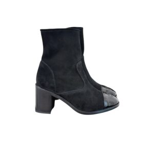 Chanel Ankle Chunky Heel Boots Black 7cm/2.8in For Women