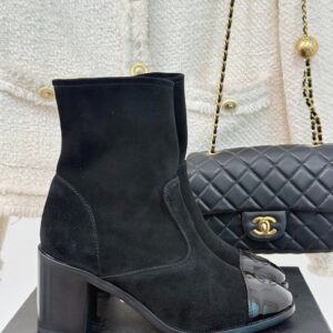 Alternative view of Chanel Ankle Chunky Heel Boots Black 7cm/2.8in For Women