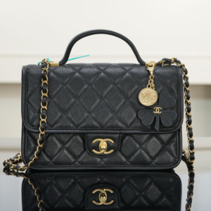 Alternative view of Chanel 25B Four Leaf Clover Top Handle Bag 9.8in/ 25cm Black Gold Hardware For Women