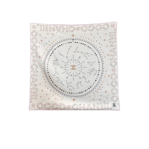 Chanel 25C Coco Square Scarf White For Women 35.4in/90cm