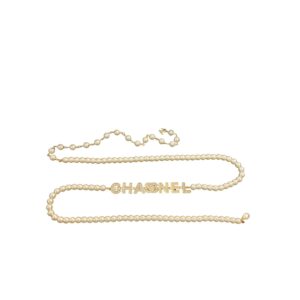 Chanel Pearl And Crystal Logo Gold Tone For Women