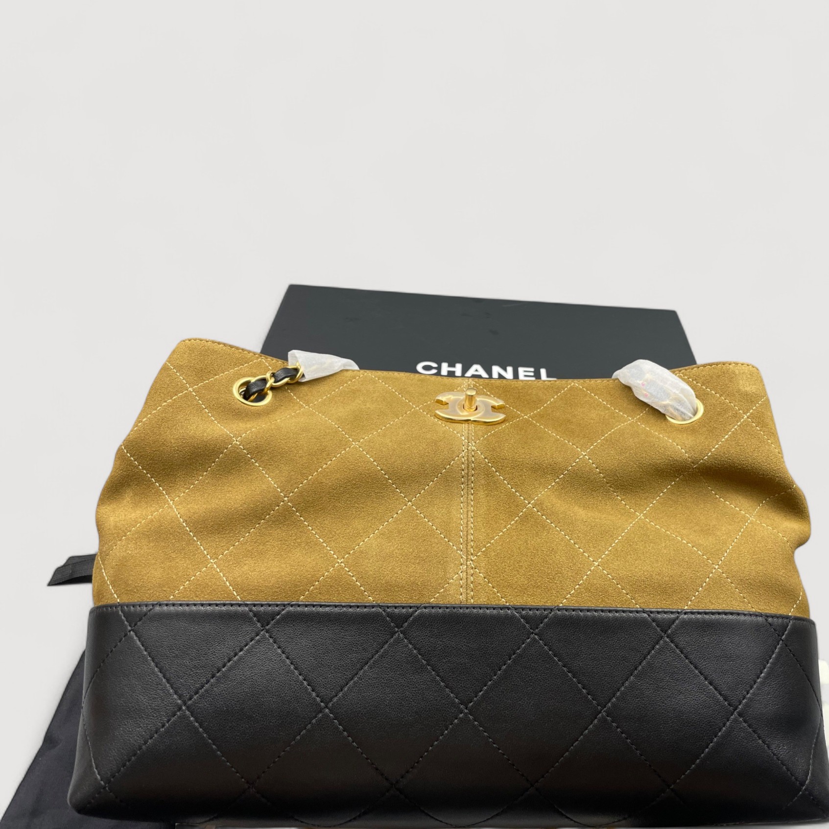 Chanel Shopping Small Tote Bag 14.2in/ 36cm Beige/ Black Gold Hardware For Women AS5634 B20827 U1536