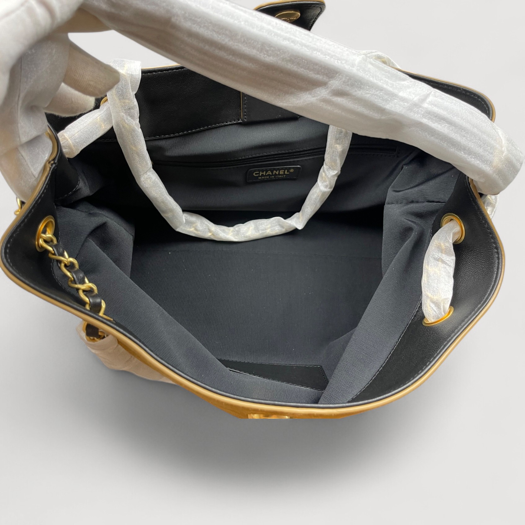 Chanel Shopping Small Tote Bag 14.2in/ 36cm Beige/ Black Gold Hardware For Women AS5634 B20827 U1536