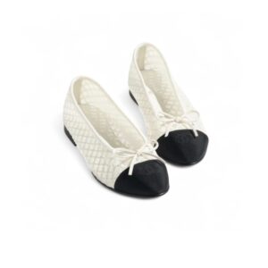 Chanel Ballet Flats White/Black For Women G02819-B20352-U0612