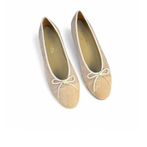 Chanel Ballet Flats Suede Cream For Women