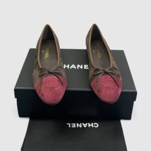 Alternative view of Chanel Ballet Flats Suede Dark Brown/Burgundy For Women