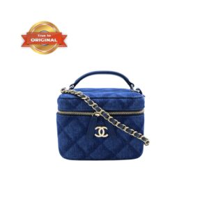 Chanel CC Denim Vanity Bag Dark Blue For Women 5.9 in / 15 cm