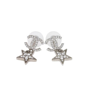 Chanel CC Star Earrings Silver For Women
