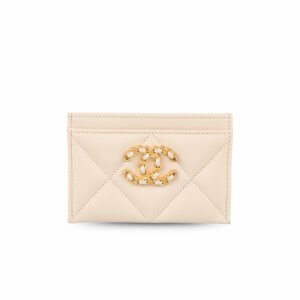 Chanel CO-CO 19 Card Holder Wallet Beige Gold Toned Hardware For Women 11cm/4.3in