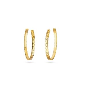 Chanel Coco Crush Hoop Earrings Yellow Gold For Women J12091