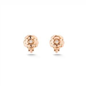 Chanel Extrait De Camélia Earrings Rose Gold For Women J11658