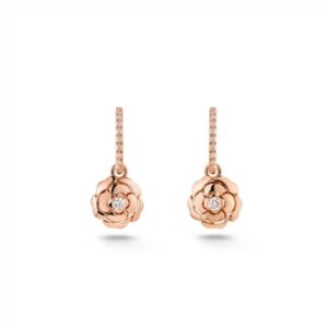Chanel Extrait De Camélia Earrings Rose Gold For Women J11659