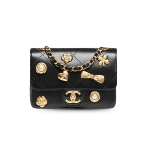 Chanel Flap Bag Mini Crossbody 7.5in/ 19cm Black Gold Hardware For Women AS5795 B22041 94305
