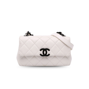 Chanel Flap Bag Mini Crossbody 7.9in/ 20cm White Gold Hardware For Women