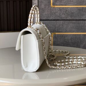 Alternative view of Chanel Flap Bag Phone Holder With Chain Crossbody 7.1in/ 18cm White Gold Hardware For Women