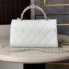 Chanel Flap Bag Phone Holder With Chain Crossbody 7.1in/ 18cm White Gold Hardware For Women - Image 3