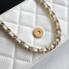 Chanel Flap Bag Phone Holder With Chain Crossbody 7.1in/ 18cm White Gold Hardware For Women - Image 6