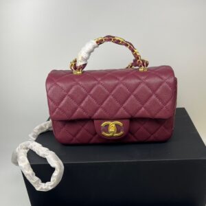 Alternative view of Chanel Flap Bag Crossbody 7.7in/ 19.5cm Burgundy Gold Hardware For Women
