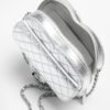 Chanel Heart Crossbody Bag 8.1in/ 18cm Silvery Silver Hardware For Women‎ AS5764 B21928 NF635 - Image 4