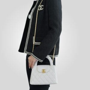 Alternative view of Chanel Kelly Top Handle Bag 7.8in/ 19cm White Gold Hardware For Women