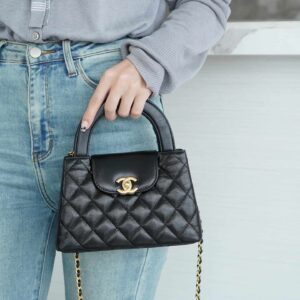 Alternative view of Chanel Kelly Top Handle Bag 7.8in/ 19cm Black Gold Hardware For Women