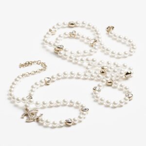 Alternative view of Chanel Long Necklace Gold Pearly White & Crystal For Women - ABG258-B21749-U3282